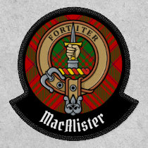 Clan MacAlister Crest over Glenbarr Tartan Patch