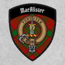 Clan MacAlister Crest over Glenbarr Tartan Patch