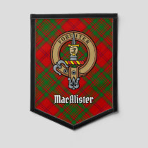 Clan MacAlister Crest over Glenbarr Tartan Pennant