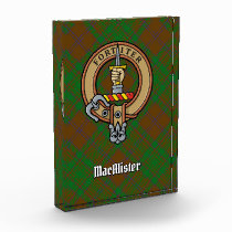 Clan MacAlister Crest over Hunting Glenbarr Tartan Acrylic Award