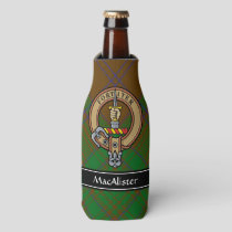 Clan MacAlister Crest over Hunting Glenbarr Tartan Bottle Cooler