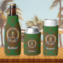 Clan MacAlister Crest over Hunting Glenbarr Tartan Bottle Cooler