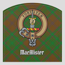 Clan MacAlister Crest over Hunting Glenbarr Tartan Door Sign