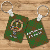 Clan MacAlister Crest over Hunting Glenbarr Tartan Keychain