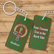 Clan MacAlister Crest over Hunting Glenbarr Tartan Keychain