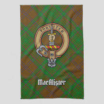 Clan MacAlister Crest over Hunting Glenbarr Tartan Kitchen Towel
