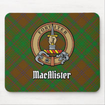 Clan MacAlister Crest over Hunting Glenbarr Tartan Mouse Pad