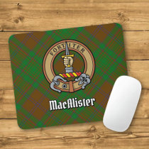 Clan MacAlister Crest over Hunting Glenbarr Tartan Mouse Pad