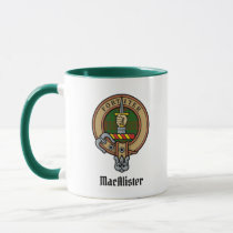 Clan MacAlister Crest over Hunting Glenbarr Tartan Mug