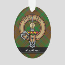 Clan MacAlister Crest over Hunting Glenbarr Tartan Ornament