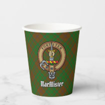 Clan MacAlister Crest over Hunting Glenbarr Tartan Paper Cups