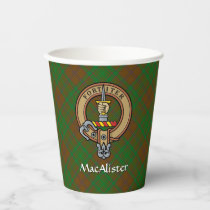 Clan MacAlister Crest over Hunting Glenbarr Tartan Paper Cups