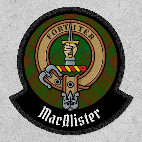 Clan MacAlister Crest over Hunting Glenbarr Tartan Patch