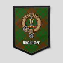 Clan MacAlister Crest over Hunting Glenbarr Tartan Pennant