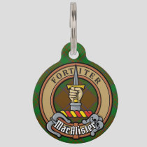 Clan MacAlister Crest over Hunting Glenbarr Tartan Pet ID Tag