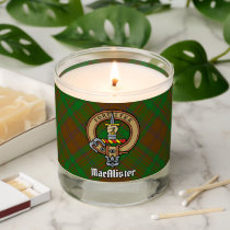 Clan MacAlister Crest over Hunting Glenbarr Tartan Scented Candle