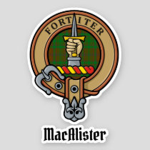 Clan MacAlister Crest over Hunting Glenbarr Tartan Sticker