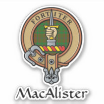 Clan MacAlister Crest over Hunting Glenbarr Tartan Sticker