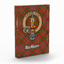Clan MacAlister Crest over Tartan Acrylic Award