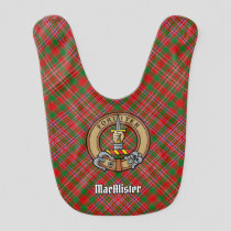 Clan MacAlister Crest over Tartan Baby Bib