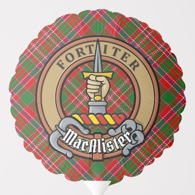 Clan MacAlister Crest over Tartan Balloon (Front)