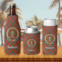 Clan MacAlister Crest over Tartan Bottle Cooler
