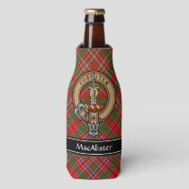 Clan MacAlister Crest over Tartan Bottle Cooler