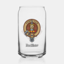 Clan MacAlister Crest over Tartan Can Glass