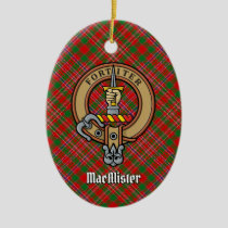 Clan MacAlister Crest over Tartan Ceramic Ornament