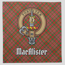 Clan MacAlister Crest over Tartan Cloth Napkin