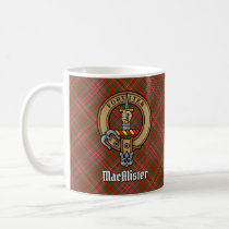 Clan MacAlister Crest over Tartan Coffee Mug