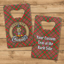 Clan MacAlister Crest over Tartan Credit Card Bottle Opener