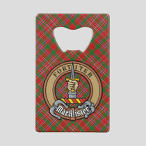 Clan MacAlister Crest over Tartan Credit Card Bottle Opener
