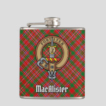 Clan MacAlister Crest over Tartan Flask