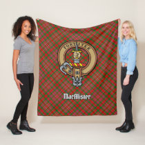 Clan MacAlister Crest over Tartan Fleece Blanket