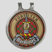 Clan MacAlister Crest over Tartan Golf Hat Clip