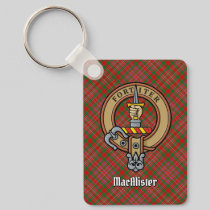 Clan MacAlister Crest over Tartan Keychain