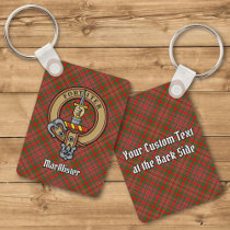 Clan MacAlister Crest over Tartan Keychain