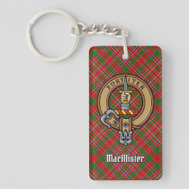 Clan MacAlister Crest over Tartan Keychain