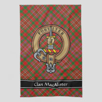 Clan MacAlister Crest over Tartan Kitchen Towel
