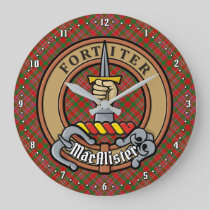 Clan MacAlister Crest over Tartan Large Clock
