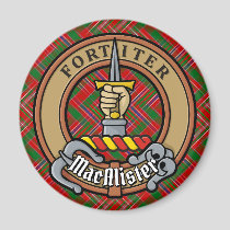 Clan MacAlister Crest over Tartan Magnet