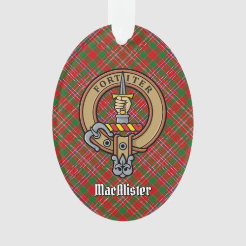 Clan MacAlister Crest over Tartan Ornament