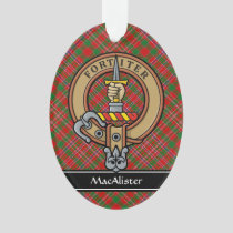Clan MacAlister Crest over Tartan Ornament