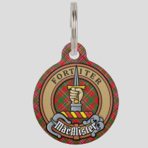 Clan MacAlister Crest over Tartan Pet ID Tag