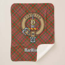 Clan MacAlister Crest over Tartan Sherpa Blanket