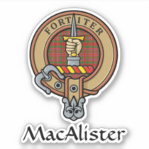 Clan MacAlister Crest over Tartan Sticker