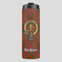 Clan MacAlister Crest over Tartan Thermal Tumbler