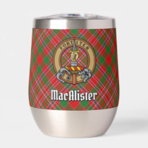 Clan MacAlister Crest over Tartan Thermal Wine Tumbler