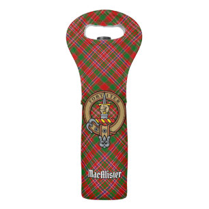 Clan MacAlister Crest over Tartan Wine Bag